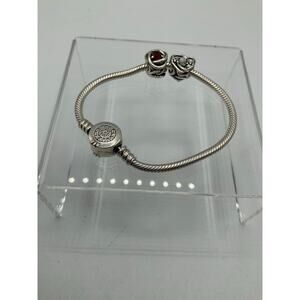 Pandora Charm Bracelet with 2 charms, about 6.5 inches